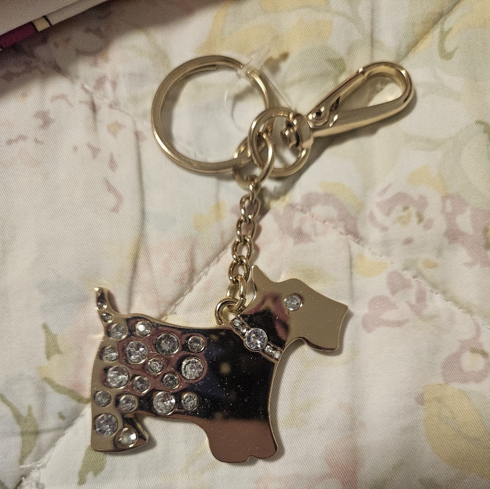 Kathy Van Zeeland Silver dog Keychain